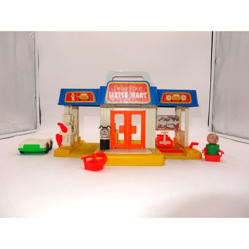 Fisher Price Vintage Little People Mini Mart #2580 With Dog Man Car More